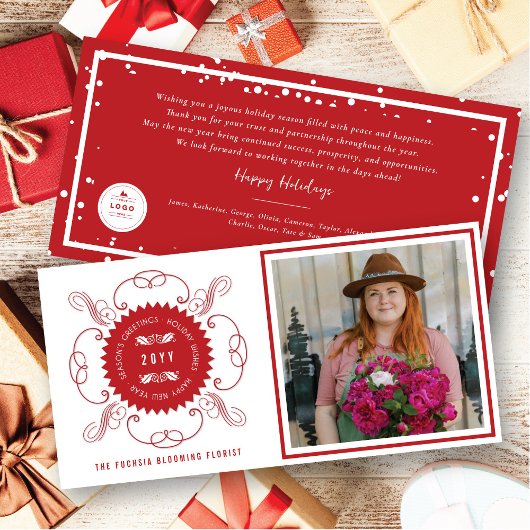 Seizoensgroeten Klassieke Zeehond Foto Zakelijk Feestdagenkaart