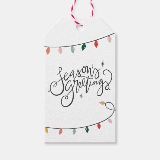 Seizoensgroeten Kleurrijk Koord van Lichten Cadeaulabel (Voorkant)