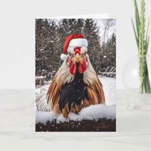 Seizoensgroeten Landelijke Haan Kippen Kerstmis Kaart