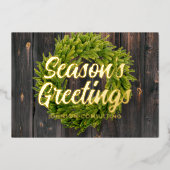 Seizoensgroeten Landelijke Rustieke Dennenkrans Ho Folie Feestdagenkaart (Voorkant)