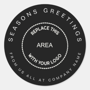 Seizoensgroeten Logo Bedrijfs Zwart Kerstmis Ronde Sticker
