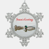 Seizoensgroeten - Mallards Tin Sneeuwvlok Ornament (Voorkant)
