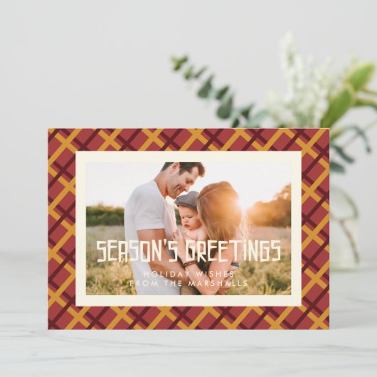 Seizoensgroeten Mid Century Foto Feestdagenkaart (Staand voorkant)