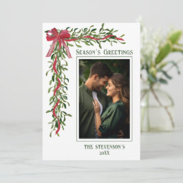 Seizoensgroeten Mistletoe Foto Kerstmis Feestdagenkaart