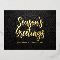 Seizoensgroeten Modern Elegant Black Damask