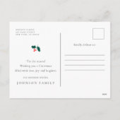 Seizoensgroeten Modern Holly Berries Foliage Feestdagenkaart (Achterkant)