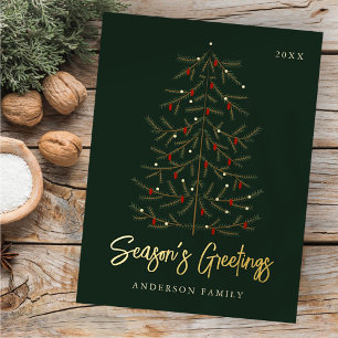 Seizoensgroeten Moderne elegante kerstboom Folie Feestdagen Briefkaart