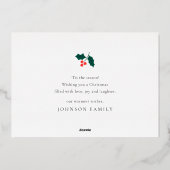 Seizoensgroeten Moderne Hulst Bessen Loof Folie Feestdagenkaart (Achterkant)