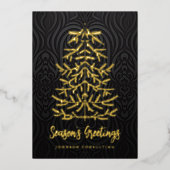 Seizoensgroeten Moderne kerstboom Damask Folie Feestdagenkaart (Voorkant)