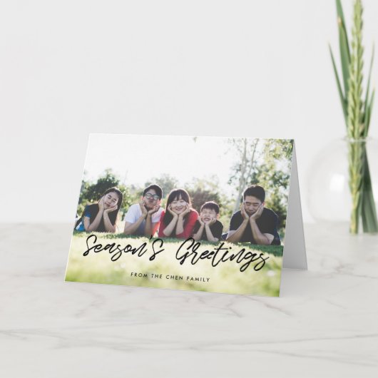 Seizoensgroeten Moderne Zwarte Typografie Feestdagen Kaart (Voorkant)