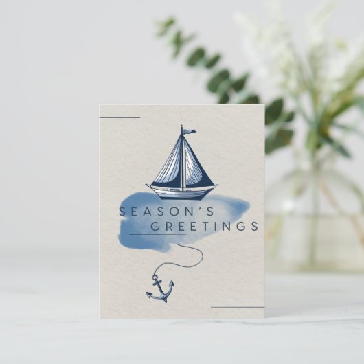 Seizoensgroeten Nautische Kerstkaart (Staand voorkant)