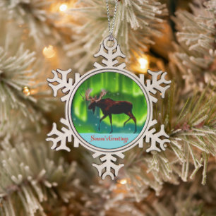 Seizoensgroeten - Noord-Moose Tin Sneeuwvlok Ornament