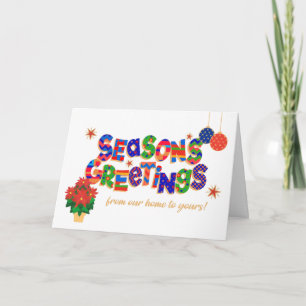 Seizoensgroeten Ons thuis naar het jouwe Kerstkaar Feestdagen Kaart