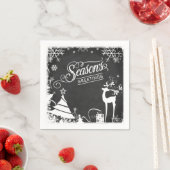 Seizoensgroeten Papier Napkins | Chalkboard Deer Servetten (Insitu)