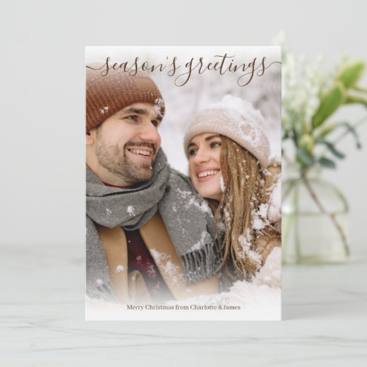 Seizoensgroeten Persoonlijke kerstfoto's Feestdagenkaart (Staand voorkant)
