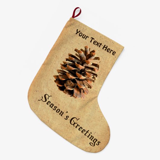 Seizoensgroeten - Pine Cone Grote Kerstsok (Voorkant (Hangend))