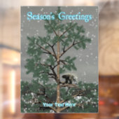 Seizoensgroeten - Porcupine in een pineboom Holi Raamsticker (Vel 2)