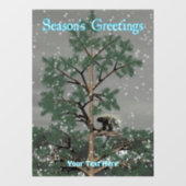 Seizoensgroeten - Porcupine in een pineboom Holi Raamsticker (Vel)