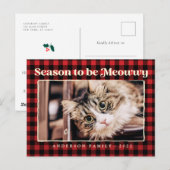 Seizoensgroeten Pset Funny Pet Cat Foto Feestdagenkaart (Voorkant / Achterkant)