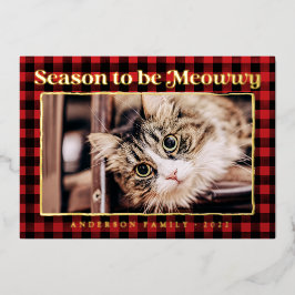 Seizoensgroeten Pset Funny Pet Cat Foto Folie Feestdagenkaart