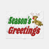 Seizoensgroeten Reindekerst-typografie Fleece Deken (Voorkant (Horizontaal))