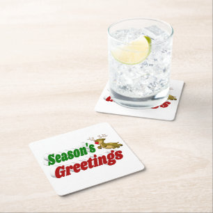 Seizoensgroeten Reindekerst-typografie Kartonnen Onderzetters