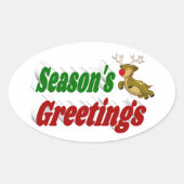 Seizoensgroeten Reindekerst-typografie Ovale Sticker (Voorkant)
