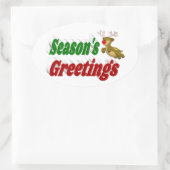 Seizoensgroeten Reindekerst-typografie Ovale Sticker (Tas)