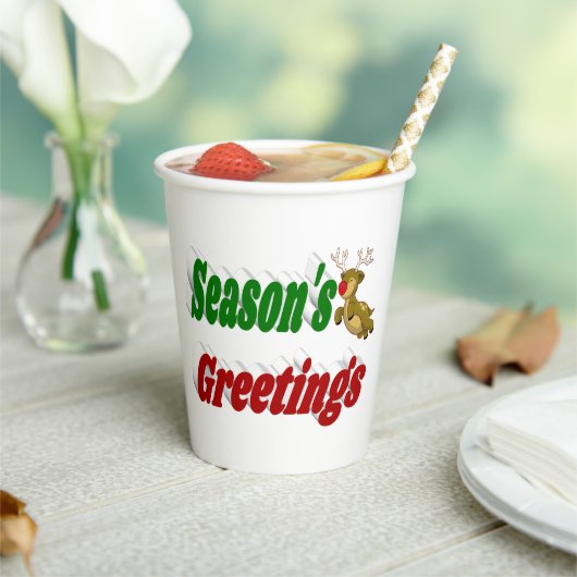 Seizoensgroeten Reindekerst-typografie Papieren Bekers (Insitu)