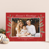 Seizoensgroeten Rode Berries kerstfoto Feestdagenkaart