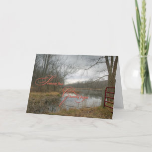 Seizoensgroeten - Rode poort in de regen Feestdagen Kaart