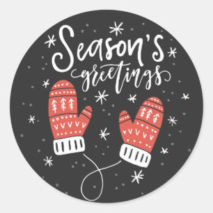 Seizoensgroeten Rood Mittens Holiday Sticker II