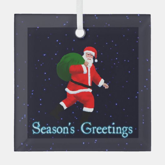 Seizoensgroeten - Santa Claus Glas Ornament (Voorkant)
