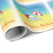 Seizoensgroeten, Santa Hat, palmboom, strand Cadeaupapier (Rol Hoek)