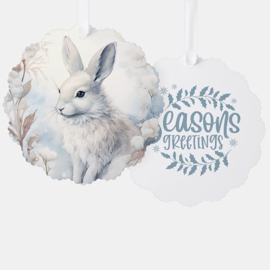 Seizoensgroeten Sneeuwschoenkonijn Ornament Kaart (Voorkant / Achterkant)
