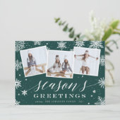 Seizoensgroeten | Snowflake 3 Foto-collage Feestdagenkaart (Staand voorkant)