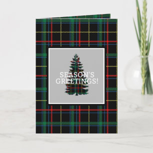Seizoensgroeten Tartan Pset kerstboom Feestdagen Kaart