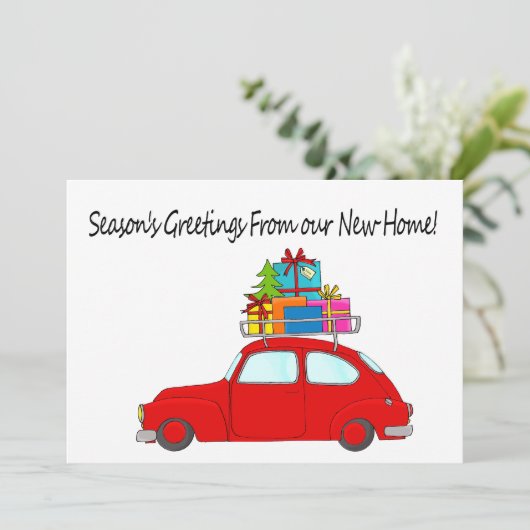 Seizoensgroeten uit New Home Feestdagenkaart (Staand voorkant)