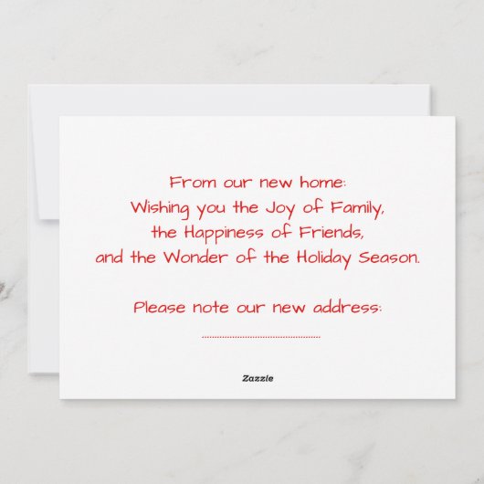 Seizoensgroeten uit New Home Feestdagenkaart (Achterkant)