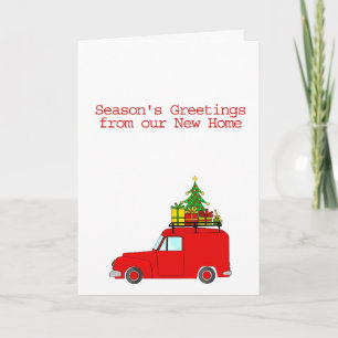 Seizoensgroeten uit nieuw huis feestdagen kaart