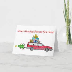 Seizoensgroeten uit nieuw huis feestdagen kaart