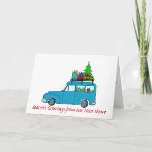 Seizoensgroeten uit nieuw huis feestdagen kaart