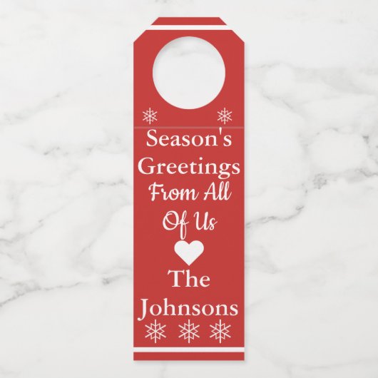 Seizoensgroeten uit ons Label met wijnflesjes (Voorkant)