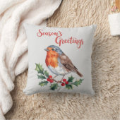 Seizoensgroeten van de opgewekte roodborst kussen (Deken)