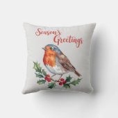 Seizoensgroeten van de opgewekte roodborst kussen (Achterkant)