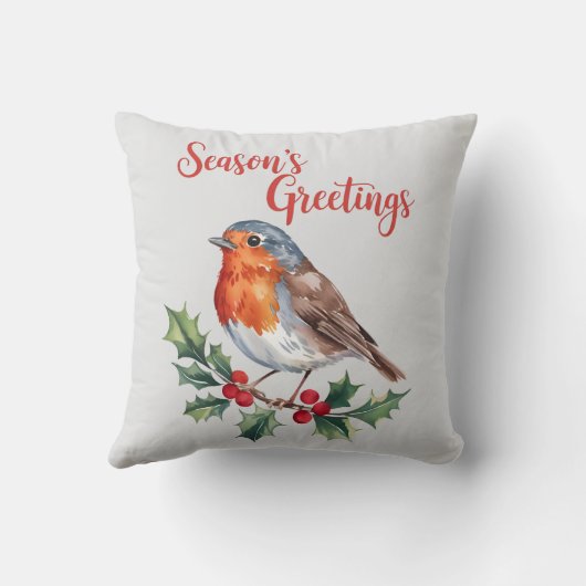 Seizoensgroeten van de opgewekte roodborst kussen (Achterkant)