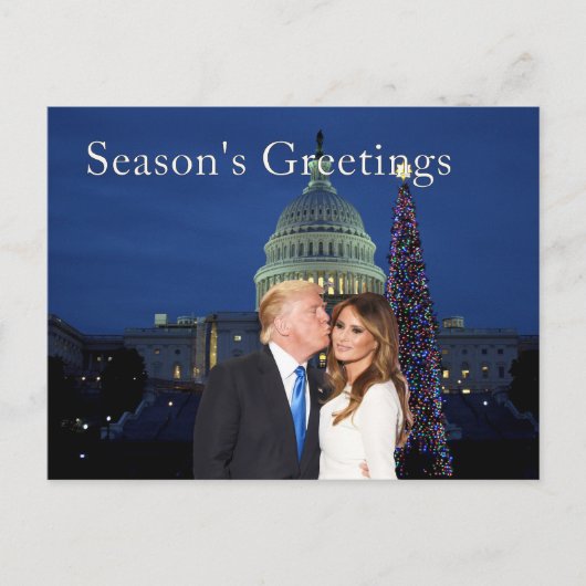 Seizoensgroeten van Donald en Melania Feestdagenkaart (Voorkant)