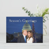 Seizoensgroeten van Donald en Melania Feestdagenkaart (Staand voorkant)