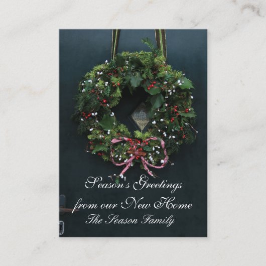 Seizoensgroeten van ons nieuwe huis informatiekaartje (Voorkant)