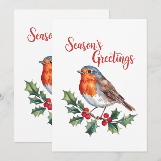Seizoensgroeten van opgewekte Robin Kaart (Voorkant / Achterkant)